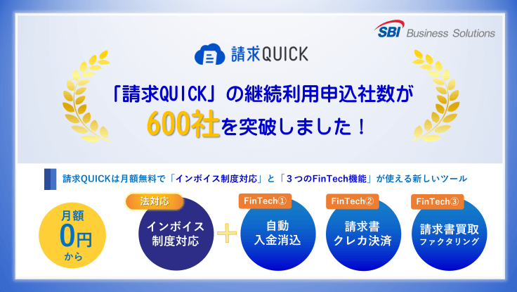 「請求QUICK」の継続利用申込社数が600社を突破しました